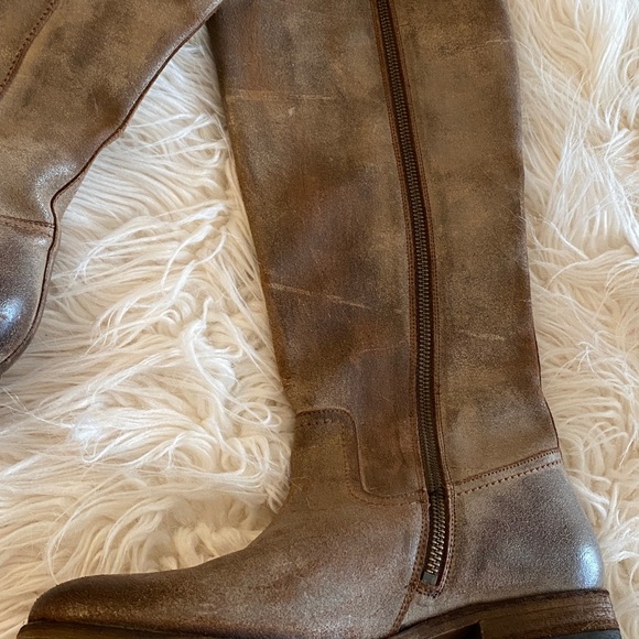 Frye Brown Leather Knee-High Boots, Frye Tan Leather Boots, Frye Melissa Size 9 - Picture 16 of 16